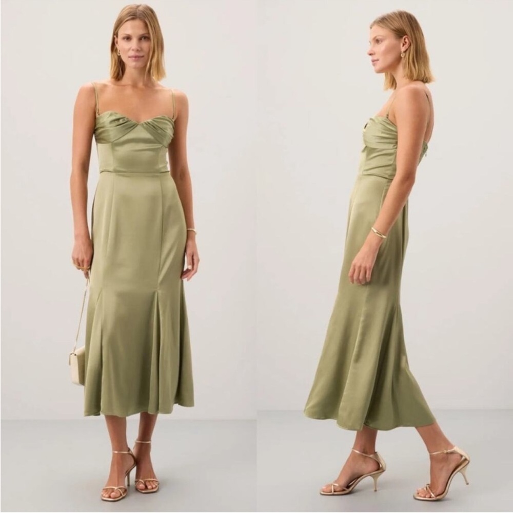 Reformation Hensley Satin Midi Dress Artichoke